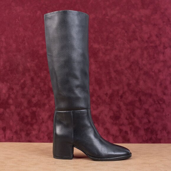 Nordstrom Women Hanna Black Leather Fashion Riding Knee Boots sz 6.5 - Picture 3 of 10